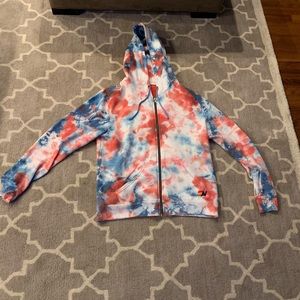 Aviator nation womens red white and blue tie dye zip up. Size large.
